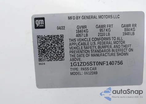 2022 Chevrolet Malibu Fwd Lt from USA, damaged, VIN 1G1ZD5ST0NF140756